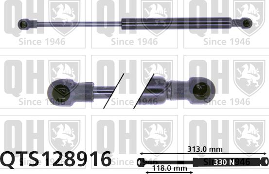 Quinton Hazell QTS128916 - Gāzes atspere, Motora pārsegs www.autospares.lv