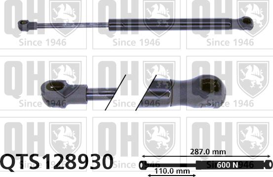 Quinton Hazell QTS128930 - Gāzes atspere, Bagāžas / Kravas nodalījuma vāks www.autospares.lv