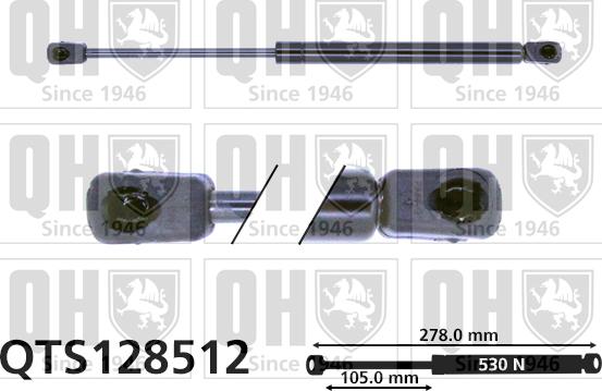 Quinton Hazell QTS128512 - Gāzes atspere, Bagāžas / Kravas nodalījuma vāks www.autospares.lv