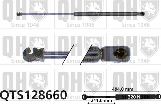 Quinton Hazell QTS128660 - Gāzes atspere, Bagāžas / Kravas nodalījuma vāks www.autospares.lv