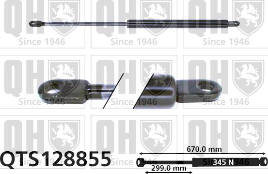 Quinton Hazell QTS128855 - Gāzes atspere, Bagāžas / Kravas nodalījuma vāks www.autospares.lv