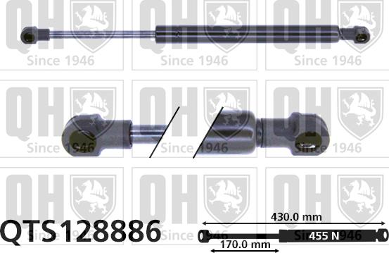 Quinton Hazell QTS128886 - Gāzes atspere, Bagāžas / Kravas nodalījuma vāks www.autospares.lv