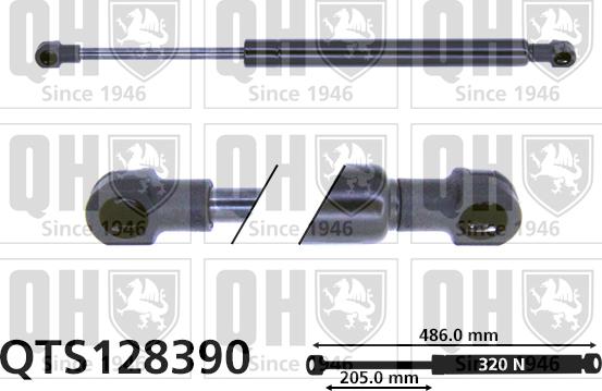 Quinton Hazell QTS128390 - Gāzes atspere, Bagāžas / Kravas nodalījuma vāks www.autospares.lv