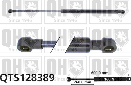 Quinton Hazell QTS128389 - Gāzes atspere, Bagāžas / Kravas nodalījuma vāks www.autospares.lv