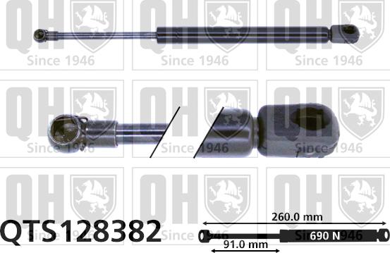 Quinton Hazell QTS128382 - Gāzes atspere, Bagāžas / Kravas nodalījuma vāks www.autospares.lv