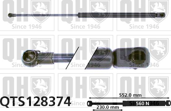 Quinton Hazell QTS128374 - Gāzes atspere, Bagāžas / Kravas nodalījuma vāks www.autospares.lv