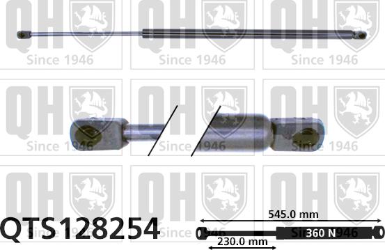 Quinton Hazell QTS128254 - Gāzes atspere, Bagāžas / Kravas nodalījuma vāks www.autospares.lv