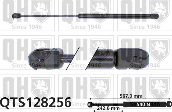 Quinton Hazell QTS128256 - Gāzes atspere, Bagāžas / Kravas nodalījuma vāks www.autospares.lv