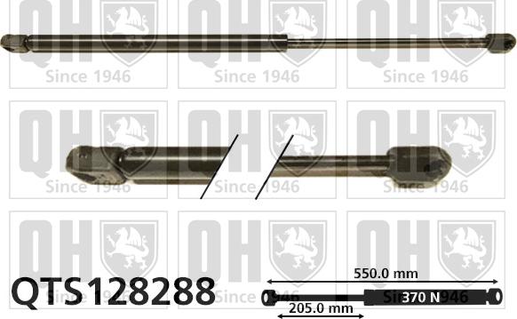 Quinton Hazell QTS128288 - Gāzes atspere, Bagāžas / Kravas nodalījuma vāks www.autospares.lv