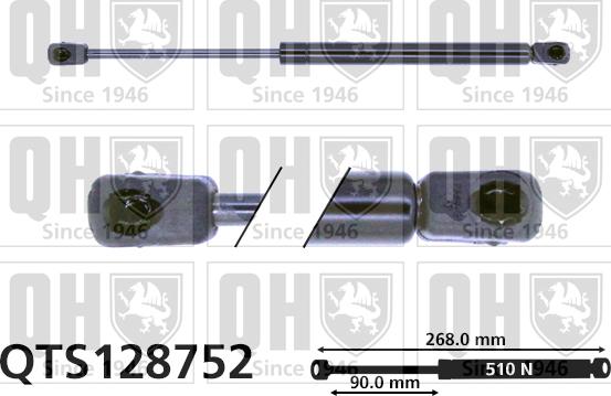 Quinton Hazell QTS128752 - Gāzes atspere, Bagāžas / Kravas nodalījuma vāks www.autospares.lv