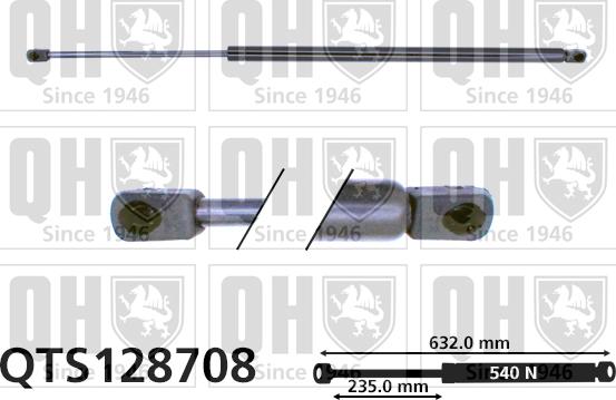 Quinton Hazell QTS128708 - Gāzes atspere, Bagāžas / Kravas nodalījuma vāks www.autospares.lv