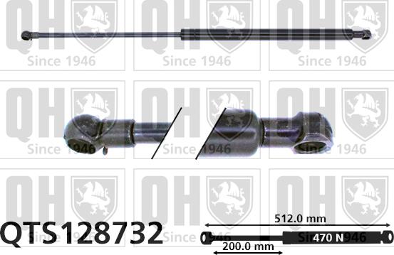 Quinton Hazell QTS128732 - Gāzes atspere, Bagāžas / Kravas nodalījuma vāks www.autospares.lv