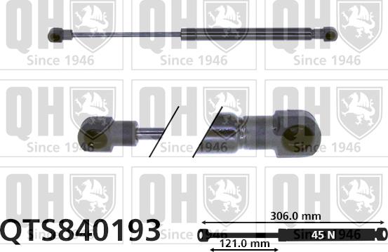 Quinton Hazell QTS840193 - Gāzes atspere, Bagāžas / Kravas nodalījuma vāks www.autospares.lv