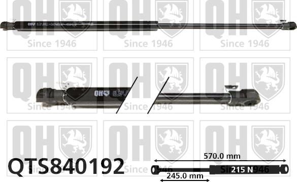 Quinton Hazell QTS840192 - Gāzes atspere, Bagāžas / Kravas nodalījuma vāks www.autospares.lv