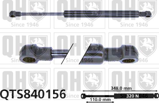 Quinton Hazell QTS840156 - Gāzes atspere, Bagāžas / Kravas nodalījuma vāks www.autospares.lv