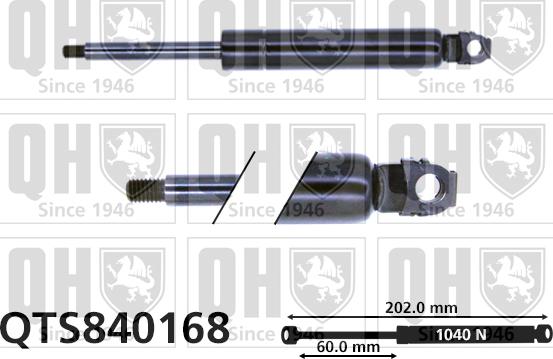 Quinton Hazell QTS840168 - Gāzes atspere, Motora pārsegs www.autospares.lv