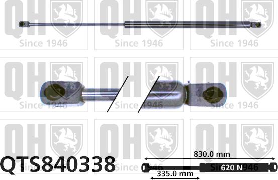 Quinton Hazell QTS840338 - Gāzes atspere, Bagāžas / Kravas nodalījuma vāks www.autospares.lv