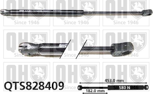 Quinton Hazell QTS828409 - Gāzes atspere, Bagāžas / Kravas nodalījuma vāks www.autospares.lv