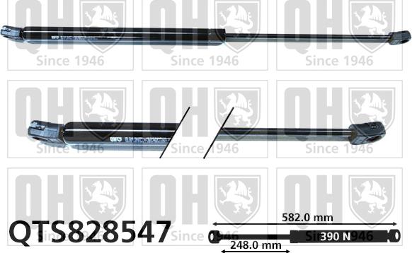 Quinton Hazell QTS828547 - Gāzes atspere, Bagāžas / Kravas nodalījuma vāks www.autospares.lv