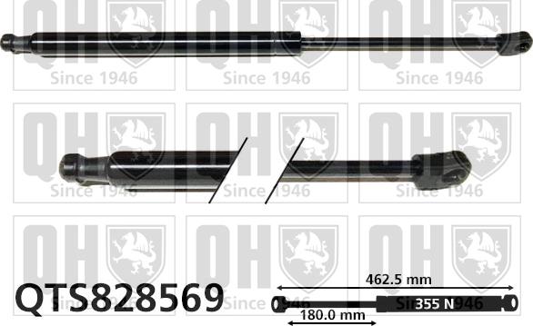 Quinton Hazell QTS828569 - Gāzes atspere, Bagāžas / Kravas nodalījuma vāks www.autospares.lv