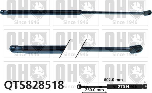 Quinton Hazell QTS828518 - Gāzes atspere, Bagāžas / Kravas nodalījuma vāks www.autospares.lv