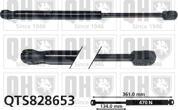 Quinton Hazell QTS828653 - Gāzes atspere, Bagāžas / Kravas nodalījuma vāks www.autospares.lv