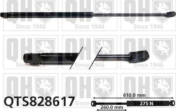 Quinton Hazell QTS828617 - Gāzes atspere, Bagāžas / Kravas nodalījuma vāks www.autospares.lv