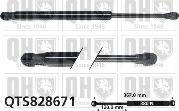 Quinton Hazell QTS828671 - Gāzes atspere, Bagāžas / Kravas nodalījuma vāks www.autospares.lv