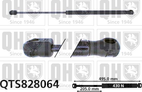 Quinton Hazell QTS828064 - Gāzes atspere, Bagāžas / Kravas nodalījuma vāks www.autospares.lv