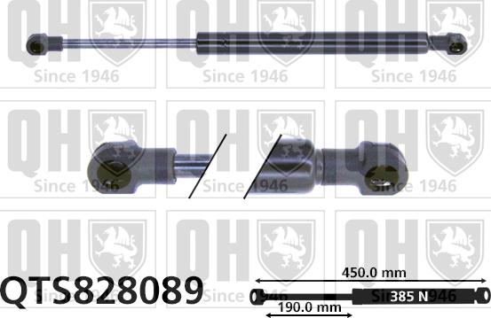 Quinton Hazell QTS828089 - Gāzes atspere, Bagāžas / Kravas nodalījuma vāks www.autospares.lv