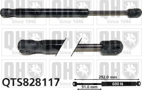 Quinton Hazell QTS828117 - Gāzes atspere, Bagāžas / Kravas nodalījuma vāks www.autospares.lv