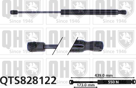 Quinton Hazell QTS828122 - Gāzes atspere, Bagāžas / Kravas nodalījuma vāks www.autospares.lv