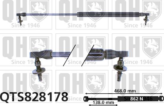 Quinton Hazell QTS828178 - Gāzes atspere, Bagāžas / Kravas nodalījuma vāks www.autospares.lv