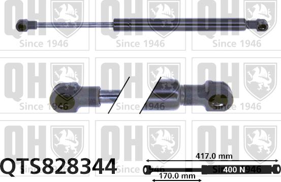 Quinton Hazell QTS828344 - Gāzes atspere, Bagāžas / Kravas nodalījuma vāks www.autospares.lv