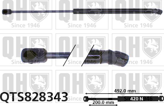 Quinton Hazell QTS828343 - Gāzes atspere, Bagāžas / Kravas nodalījuma vāks www.autospares.lv