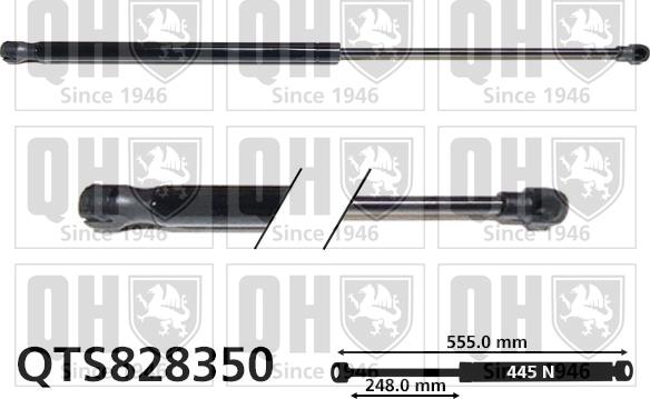 Quinton Hazell QTS828350 - Gāzes atspere, Bagāžas / Kravas nodalījuma vāks www.autospares.lv