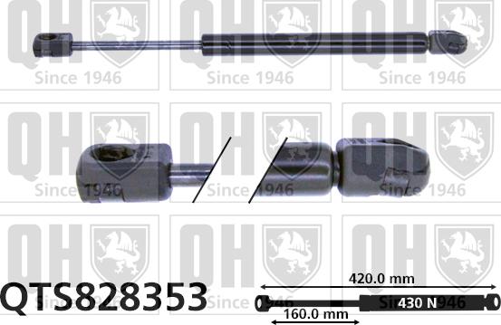 Quinton Hazell QTS828353 - Gāzes atspere, Bagāžas / Kravas nodalījuma vāks www.autospares.lv