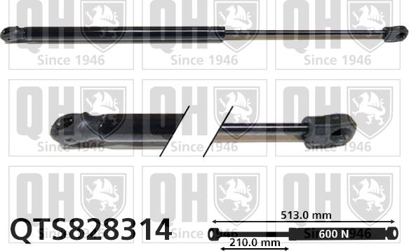 Quinton Hazell QTS828314 - Gāzes atspere, Bagāžas / Kravas nodalījuma vāks www.autospares.lv