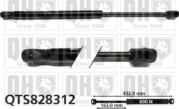 Quinton Hazell QTS828312 - Gāzes atspere, Bagāžas / Kravas nodalījuma vāks www.autospares.lv