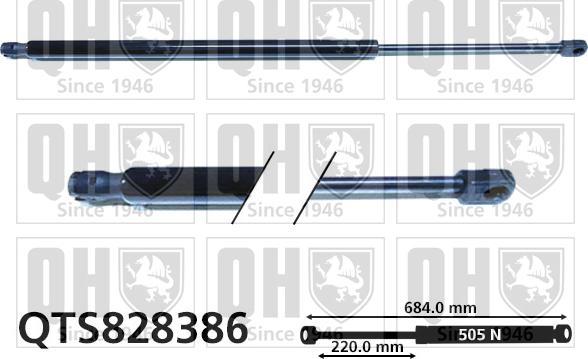 Quinton Hazell QTS828386 - Gāzes atspere, Bagāžas / Kravas nodalījuma vāks www.autospares.lv