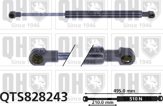 Quinton Hazell QTS828243 - Gāzes atspere, Bagāžas / Kravas nodalījuma vāks www.autospares.lv