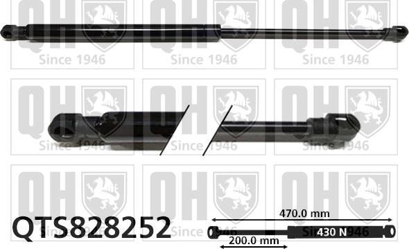 Quinton Hazell QTS828252 - Gāzes atspere, Bagāžas / Kravas nodalījuma vāks www.autospares.lv