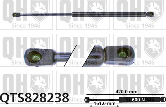 Quinton Hazell QTS828238 - Gāzes atspere, Bagāžas / Kravas nodalījuma vāks www.autospares.lv