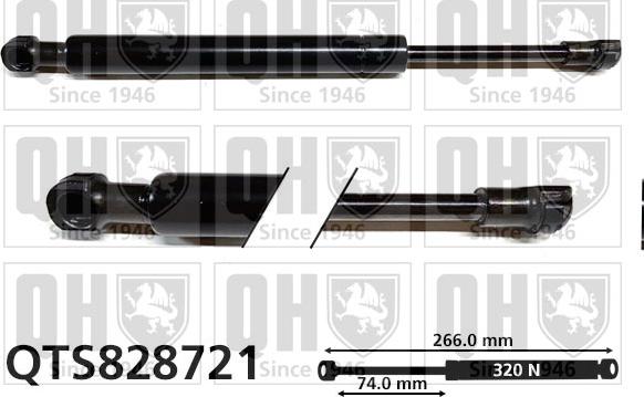 Quinton Hazell QTS828721 - Gāzes atspere, Plaukts (Bagāžas nodalījums) www.autospares.lv