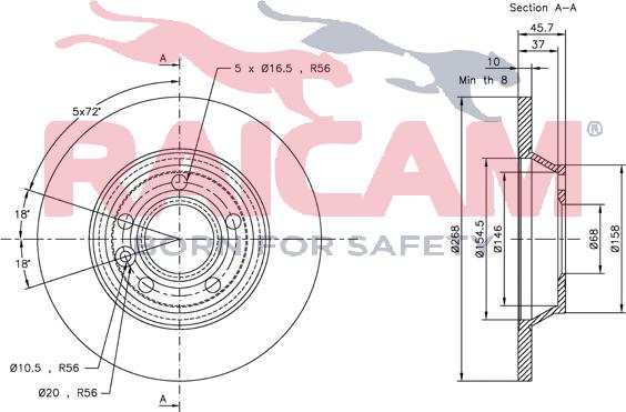 Raicam RD00256 - Bremžu diski www.autospares.lv