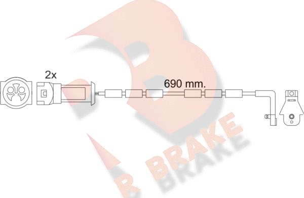 R Brake 610445RB - Warning Contact, brake pad wear www.autospares.lv