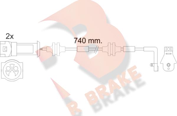 R Brake 610446RB - Warning Contact, brake pad wear www.autospares.lv