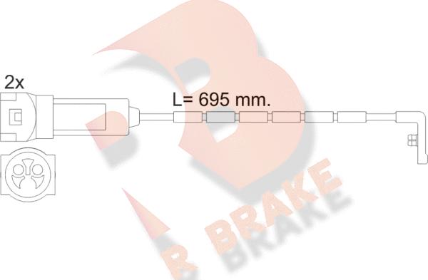 R Brake 610241RB - Сигнализатор, износ тормозных колодок www.autospares.lv