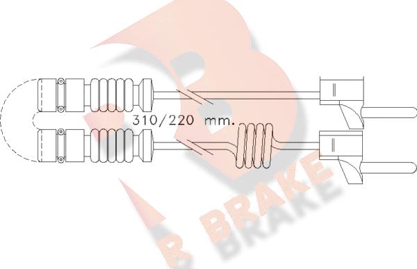 R Brake 610221RB - Indikators, Bremžu uzliku nodilums www.autospares.lv