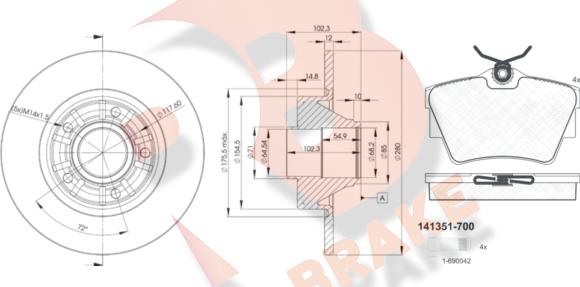 R Brake 3R13516846 - Bremžu komplekts, Disku bremzes autospares.lv